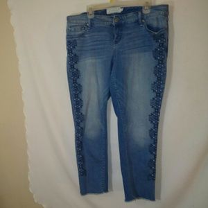 Torrid size 12 tribal embroidered raw hem jeans